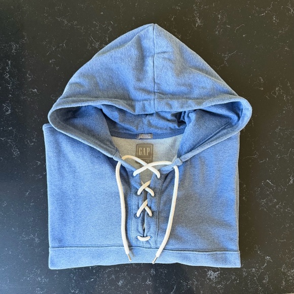 GAP Tops - Gap Hoodie Sweatshirt Lace-Up Front Indigo M